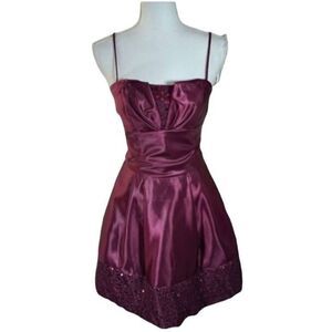 JESSICA MCCLINTOCK FOR GUNNE SAX PURPLE/PLUM SATIN SEQUIN DRESS SZ.3 EUC